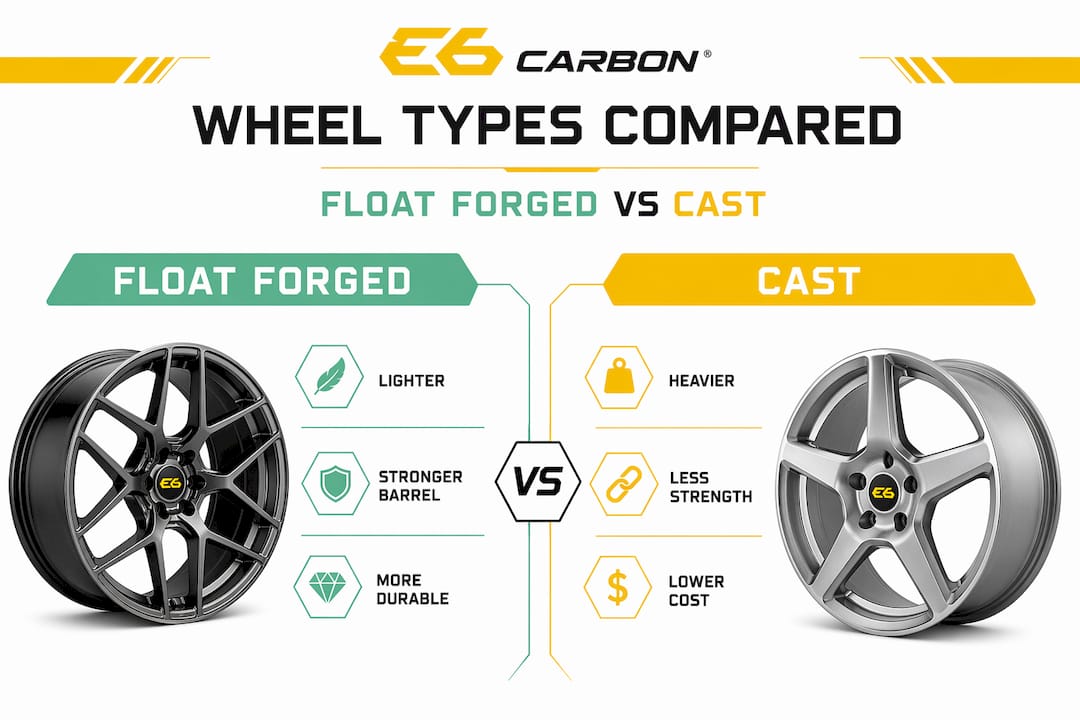 Infographic comparing float forged and cast wheels