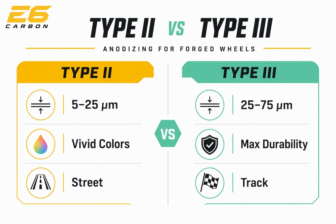 Infographic comparing Type II and Type III anodizing