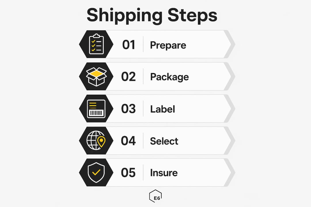 Infographic showing steps to ship forged wheels
