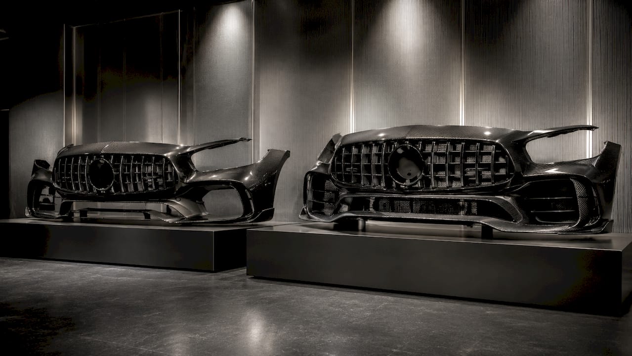 Side-by-side comparison of AMG GTS and GTR front bumpers
