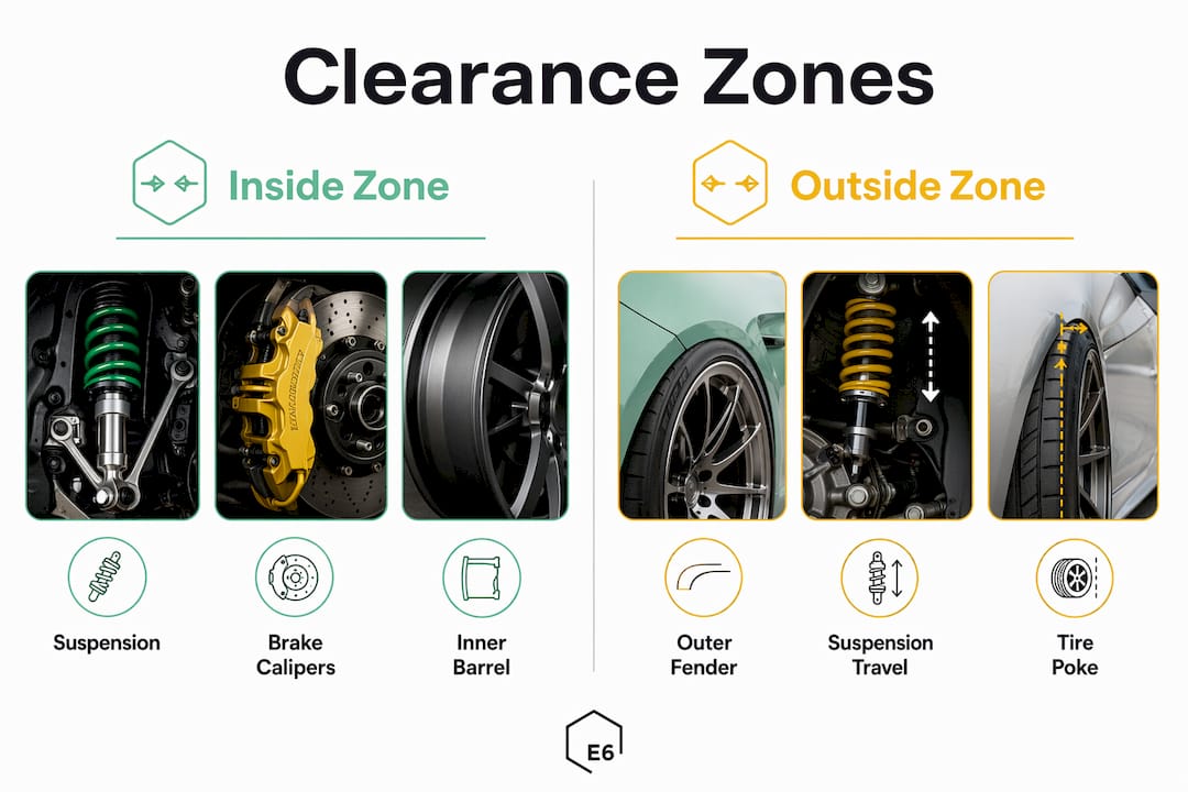 Infographic comparing inside and outside clearance zones