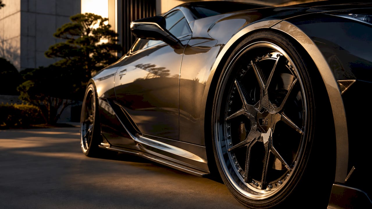 Macro view of carbon fiber wheel weave Lexus LC500