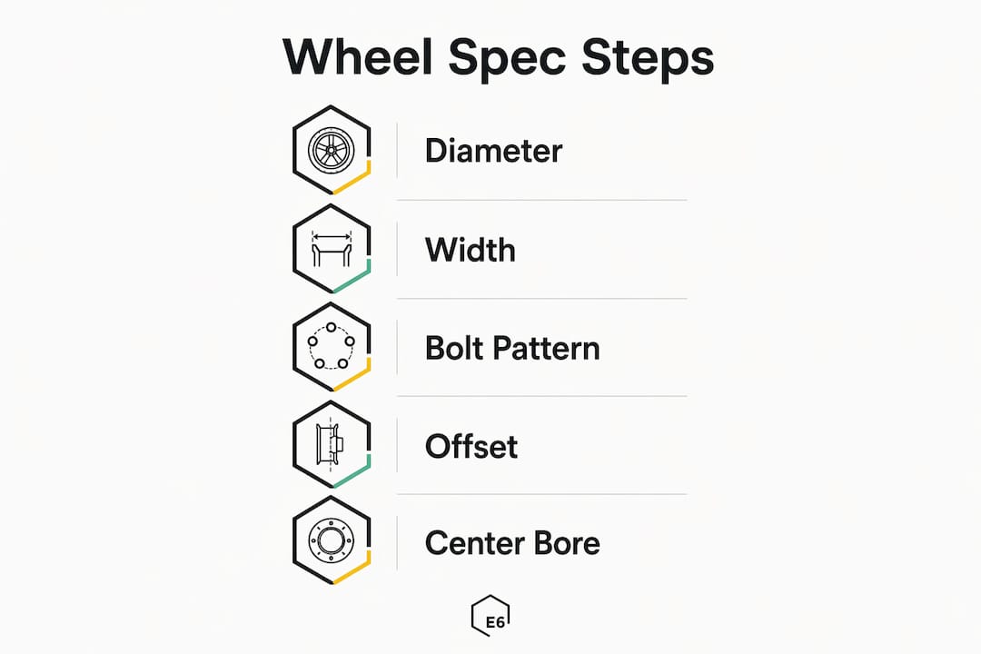 Infographic showing key wheel specification steps