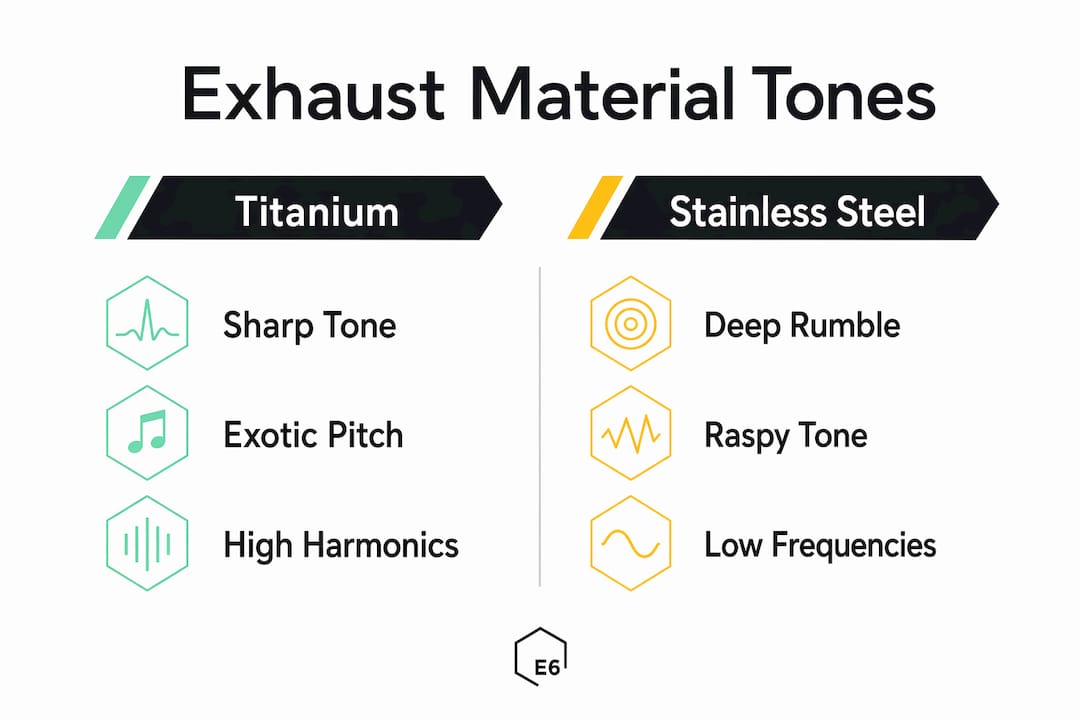 Infographic comparing titanium and stainless steel exhaust tones