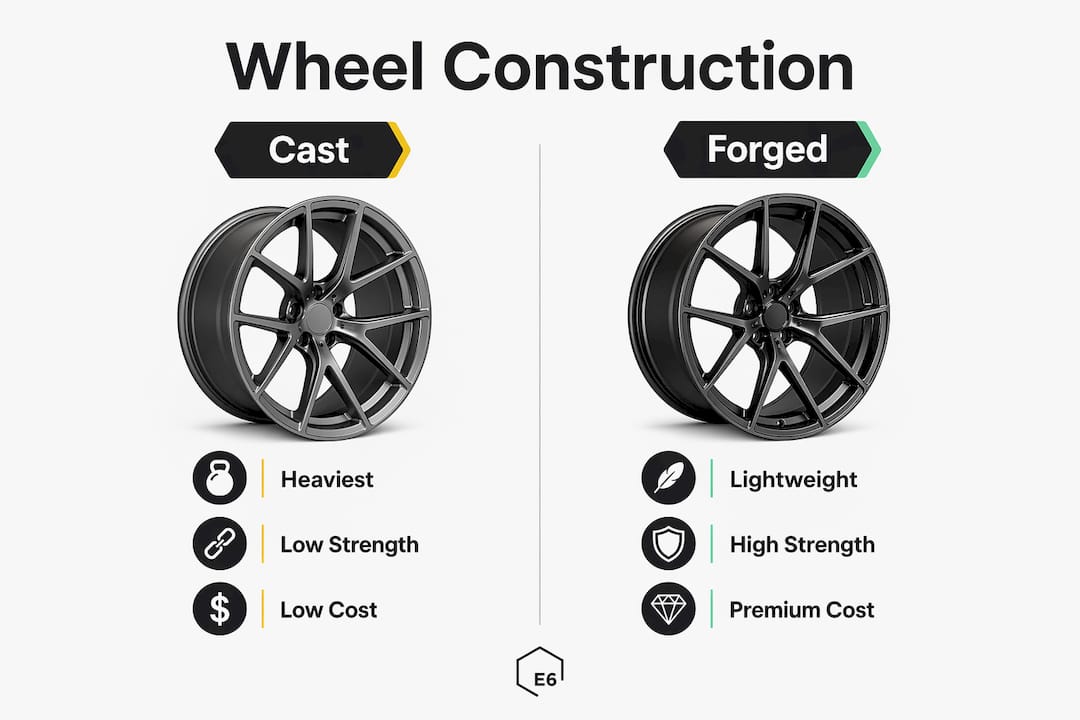 Infographic comparing cast and forged wheel construction