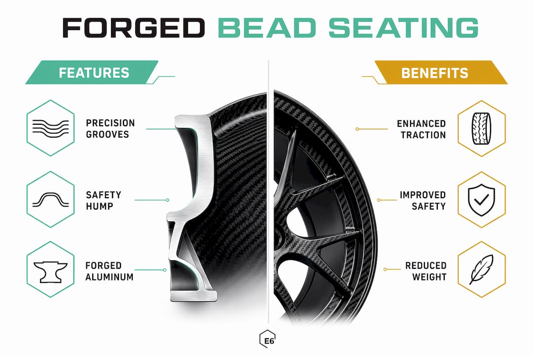 Infographic comparing forged bead seating features and benefits