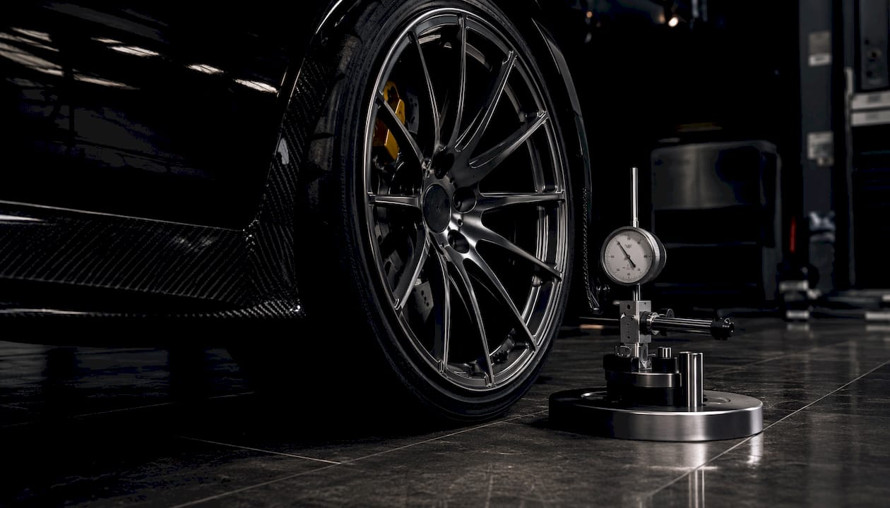 Torque gauge near Lamborghini Huracán forged wheel