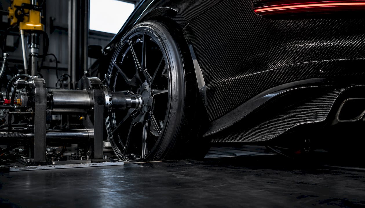 BMW M5 wheel on fatigue stress test rig