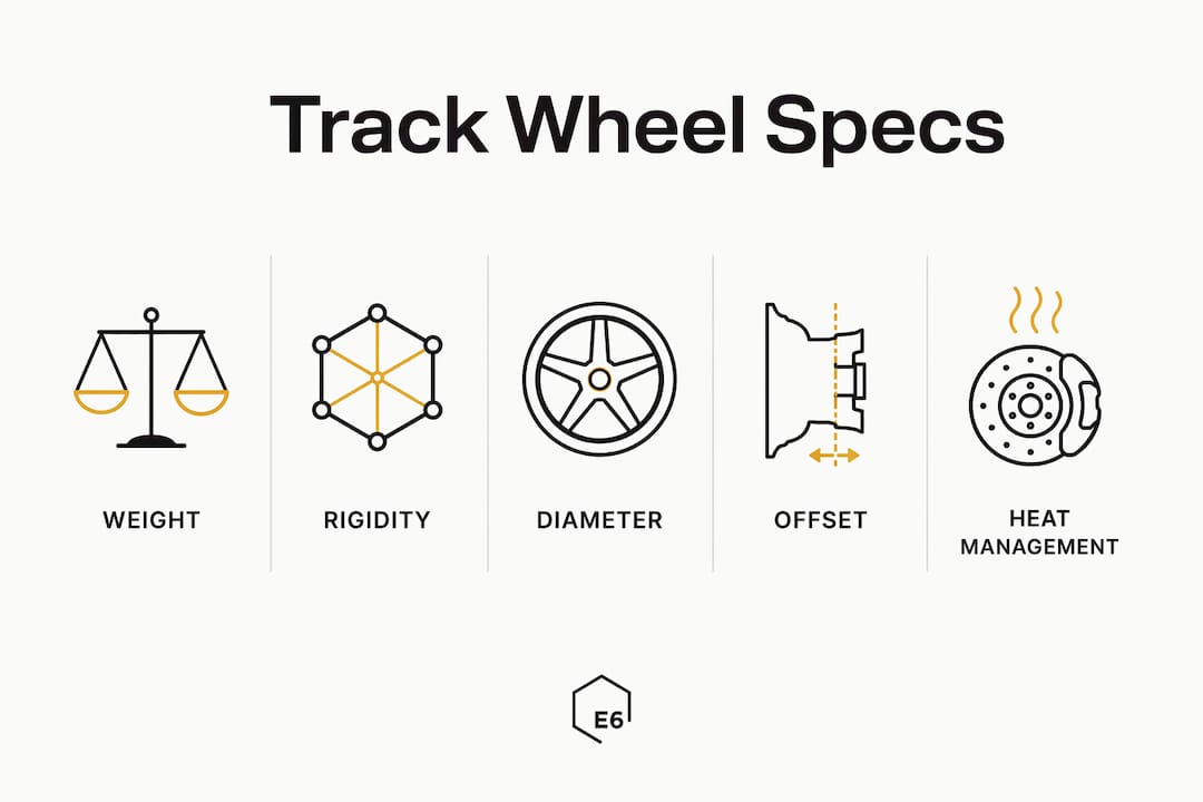 Infographic illustrating key track wheel specifications