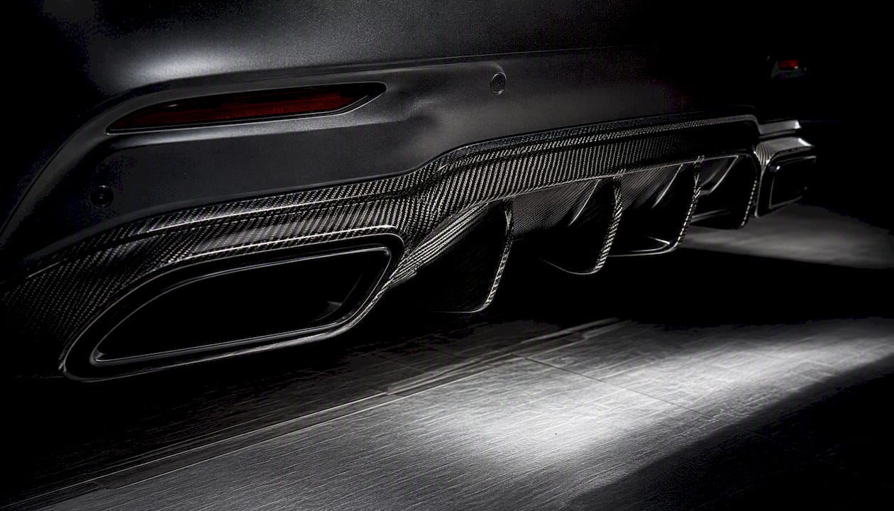 Mercedes-AMG GT rear diffuser carbon fiber close-up