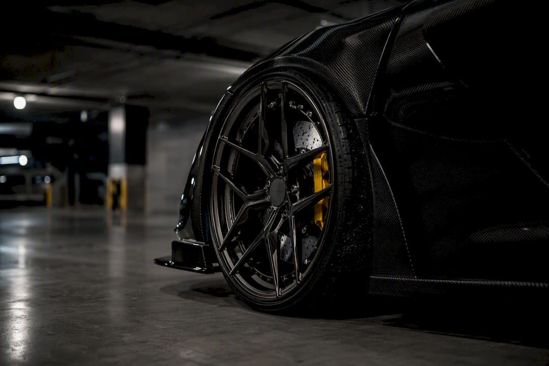Forged wheel detail highlighting wheel fitment and suspension