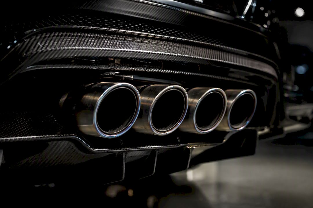 Exhaust tips with titanium and stainless contrast