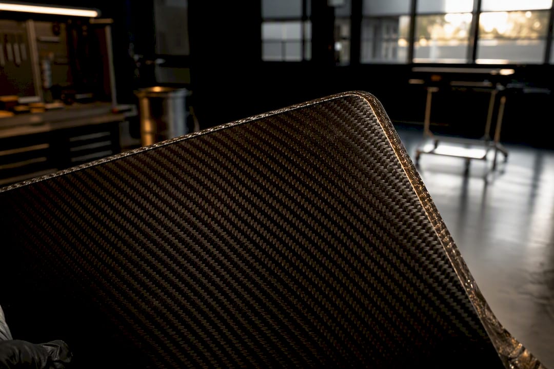 Close-up of 2x2 twill carbon fiber panel