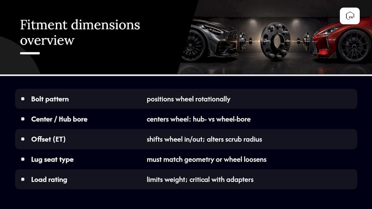 Four dimensions governing wheel fitment
