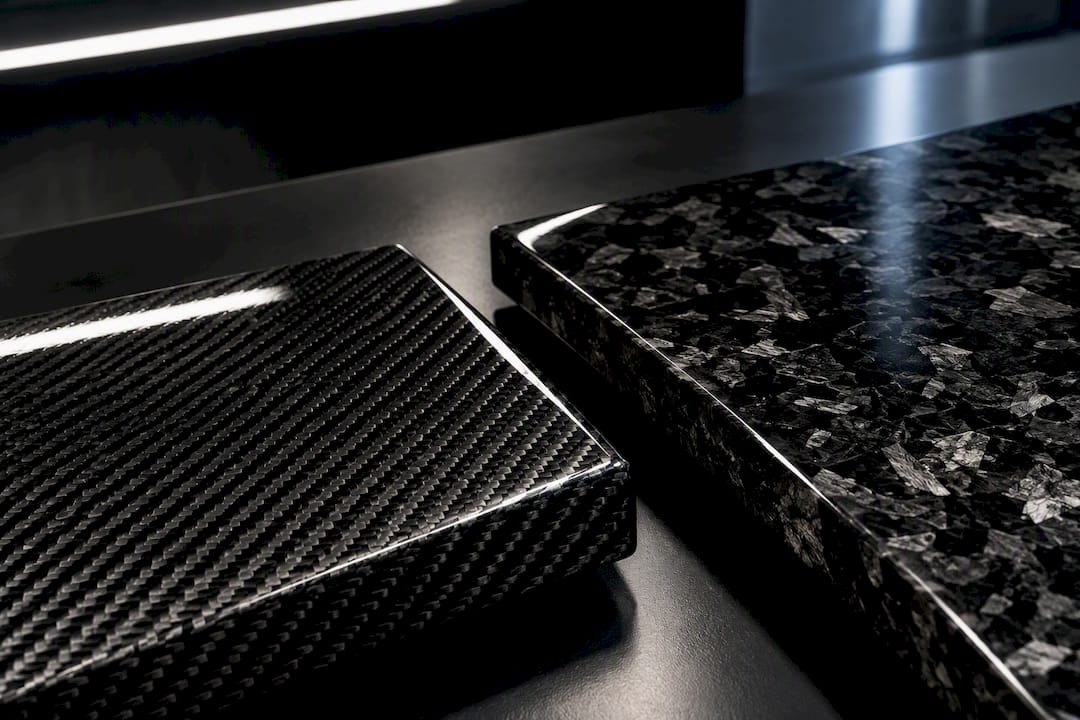Twill weave and forged carbon surface comparison