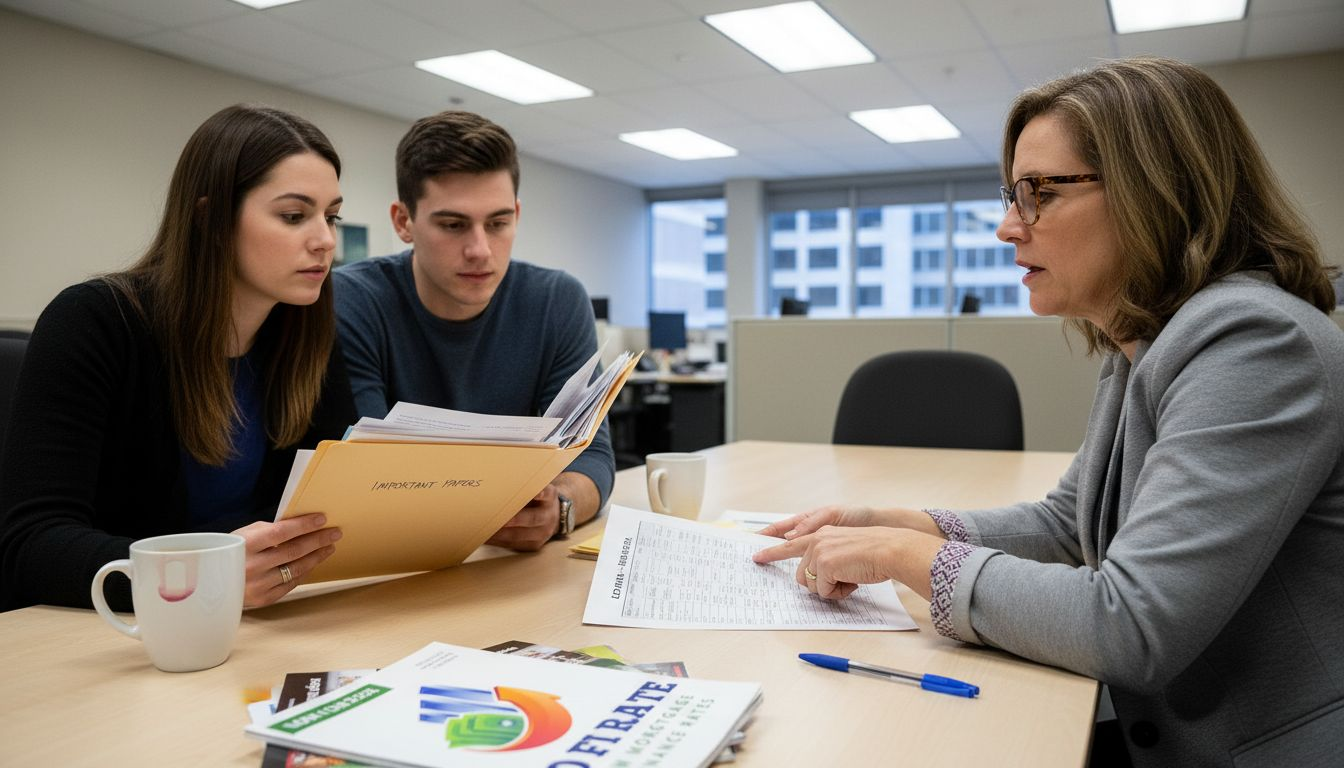 Mortgage broker reviewing rates with clients