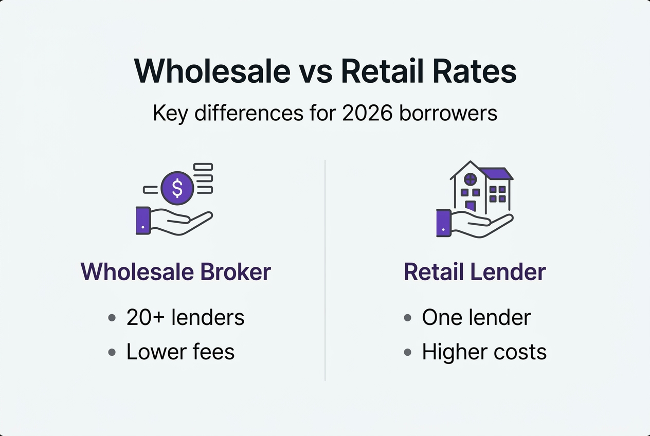Infographic comparing wholesale versus retail mortgage rates