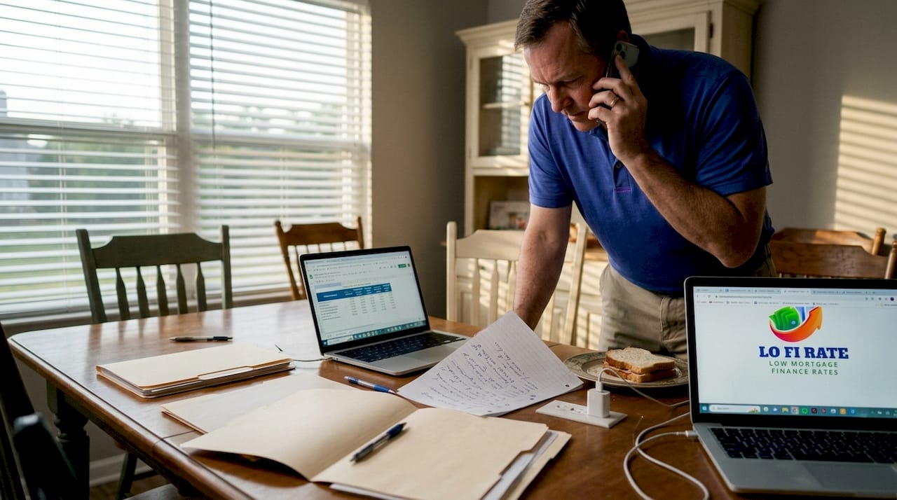 Homeowner reviews mortgage refinance documents