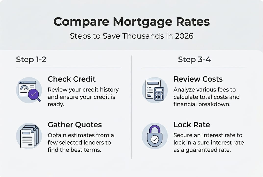 Infographic showing key mortgage comparison steps