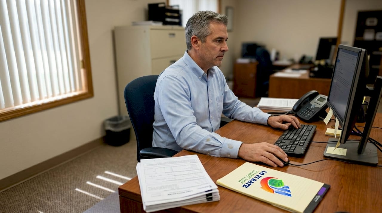 Loan officer working in retail bank office