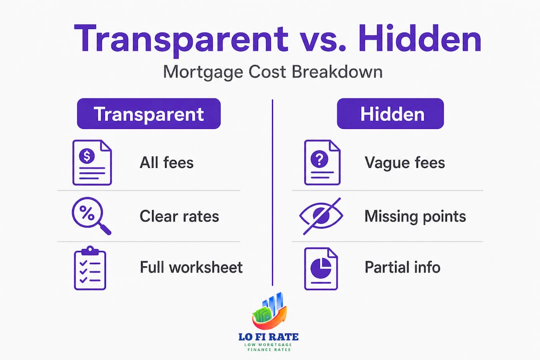 Infographic comparing transparent versus hidden loan costs
