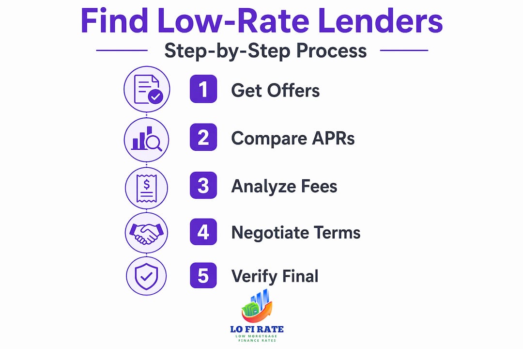 Step-by-step infographic mortgage lender selection process