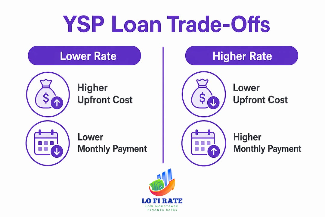 Infographic comparing loan trade-offs with yield spread premium