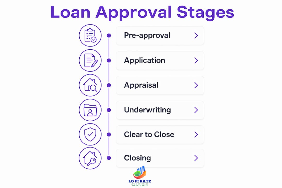 Infographic showing home loan approval stages timeline