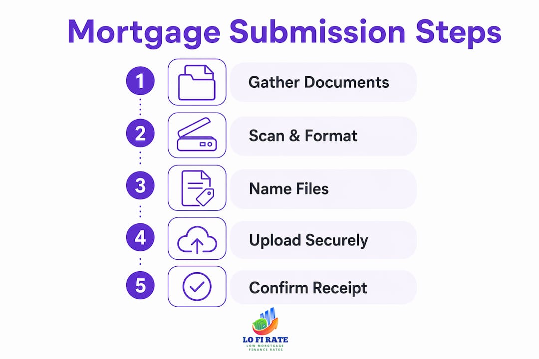 Infographic illustrating mortgage file submission steps