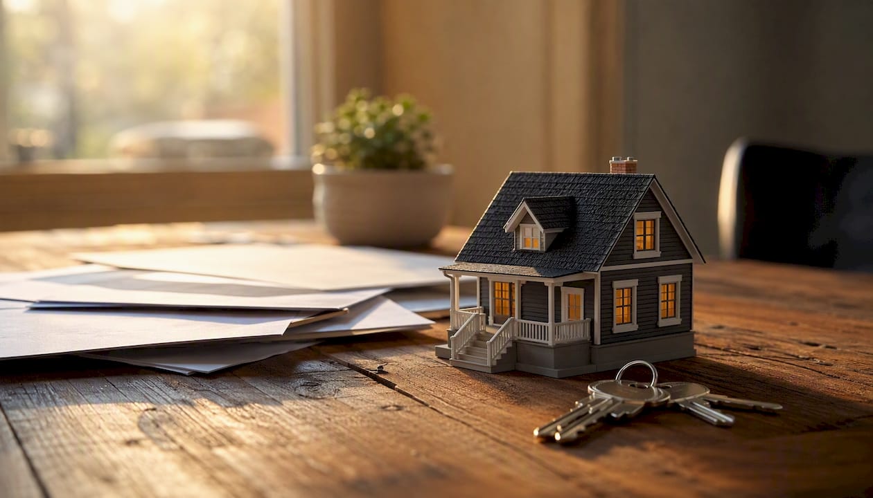 House model and keys on table