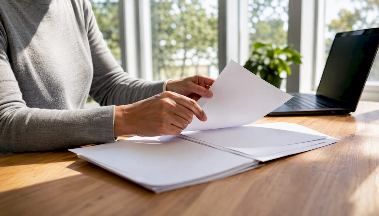 Broker hands sorting mortgage papers