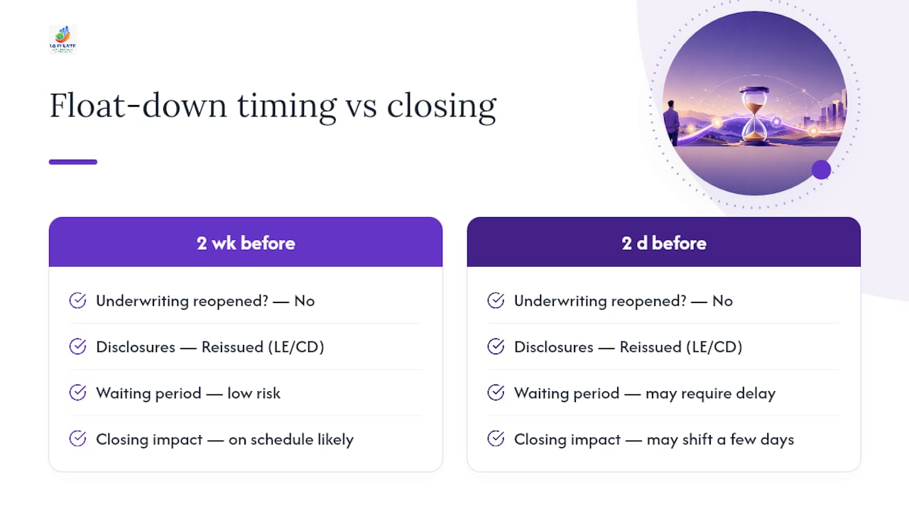Float-down timing and closing process