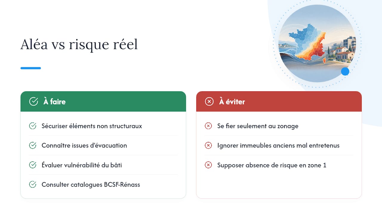 Aléa sismique et risque réel : ce que le zonage ne dit pas — overview diagram