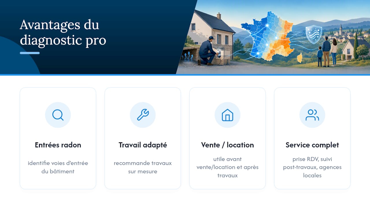 Faire mesurer le radon par un diagnostiqueur certifié Diag — overview diagram