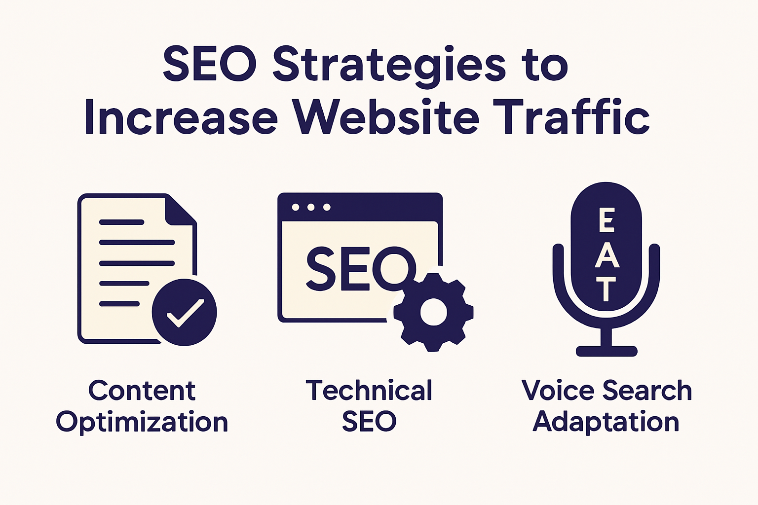 Infographic outlining key strategies to increase website traffic