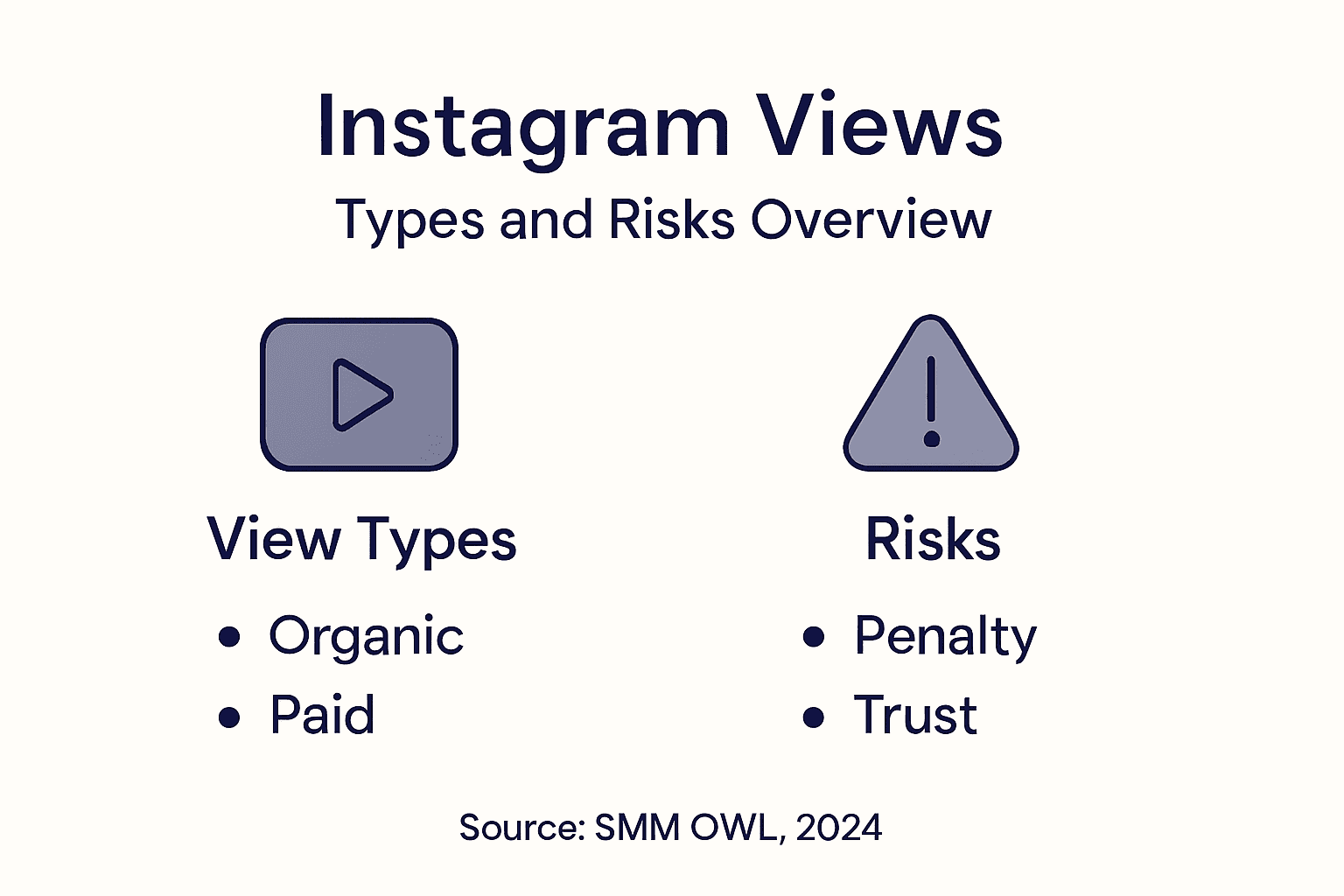 Infographic showing Instagram view types and risks