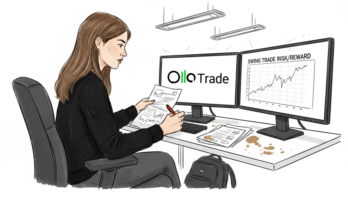 Trader marking stop-loss and targets on printed chart