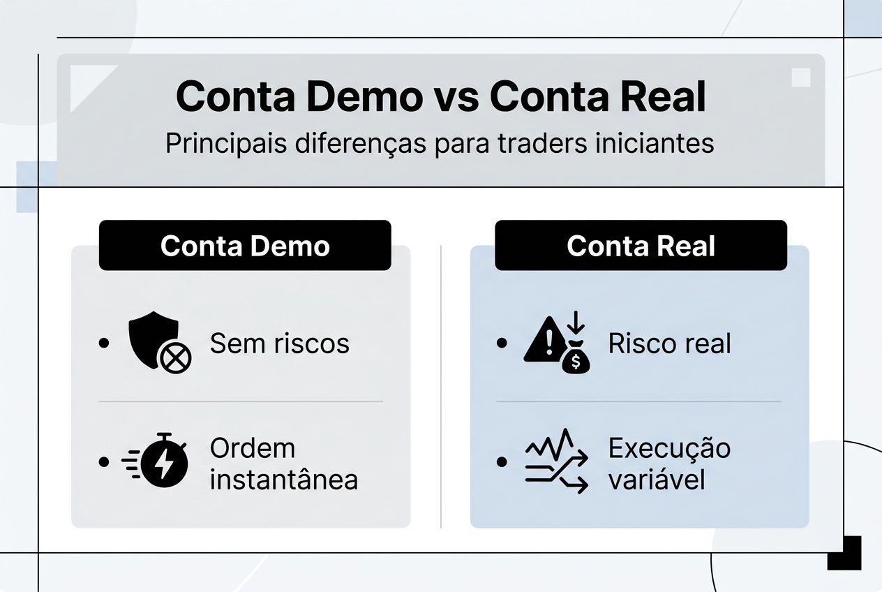Infográfico mostra as principais diferenças entre conta demo e conta real