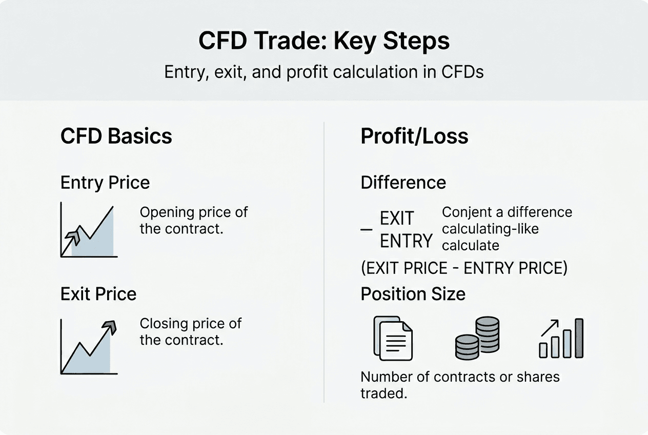 Infographic showing CFD trade key steps