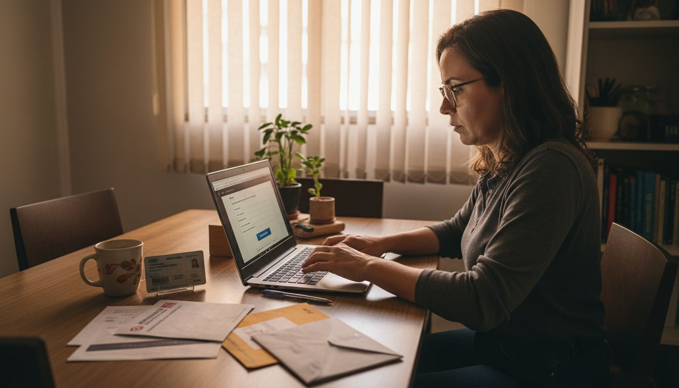 Mulher criando uma conta em uma plataforma de investimentos online
