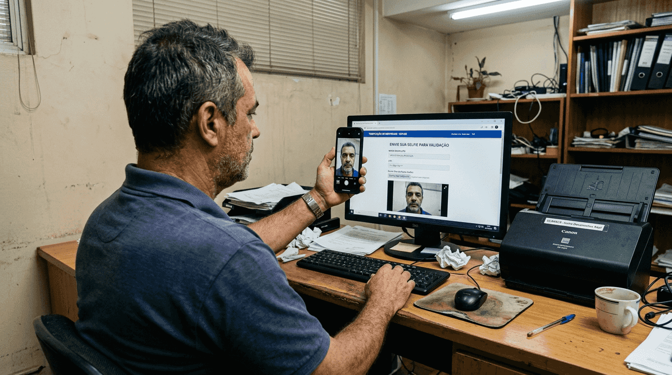 Usuário passando pelo processo de verificação de identidade (KYC)