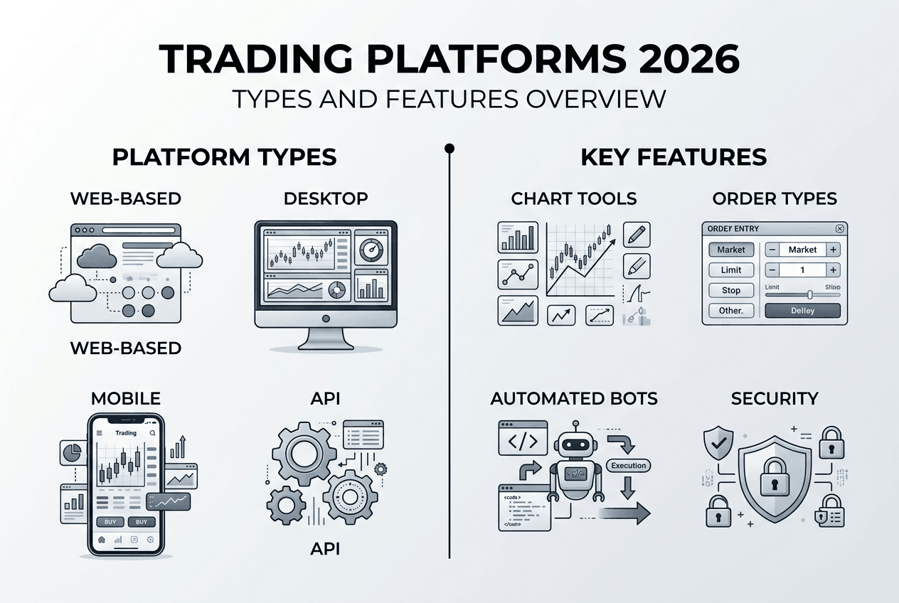 Infographic comparing trading platform types and features