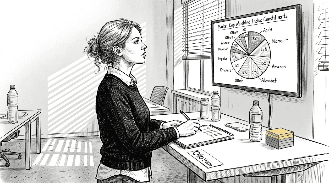 Analyst reviewing market cap weighted index constituents