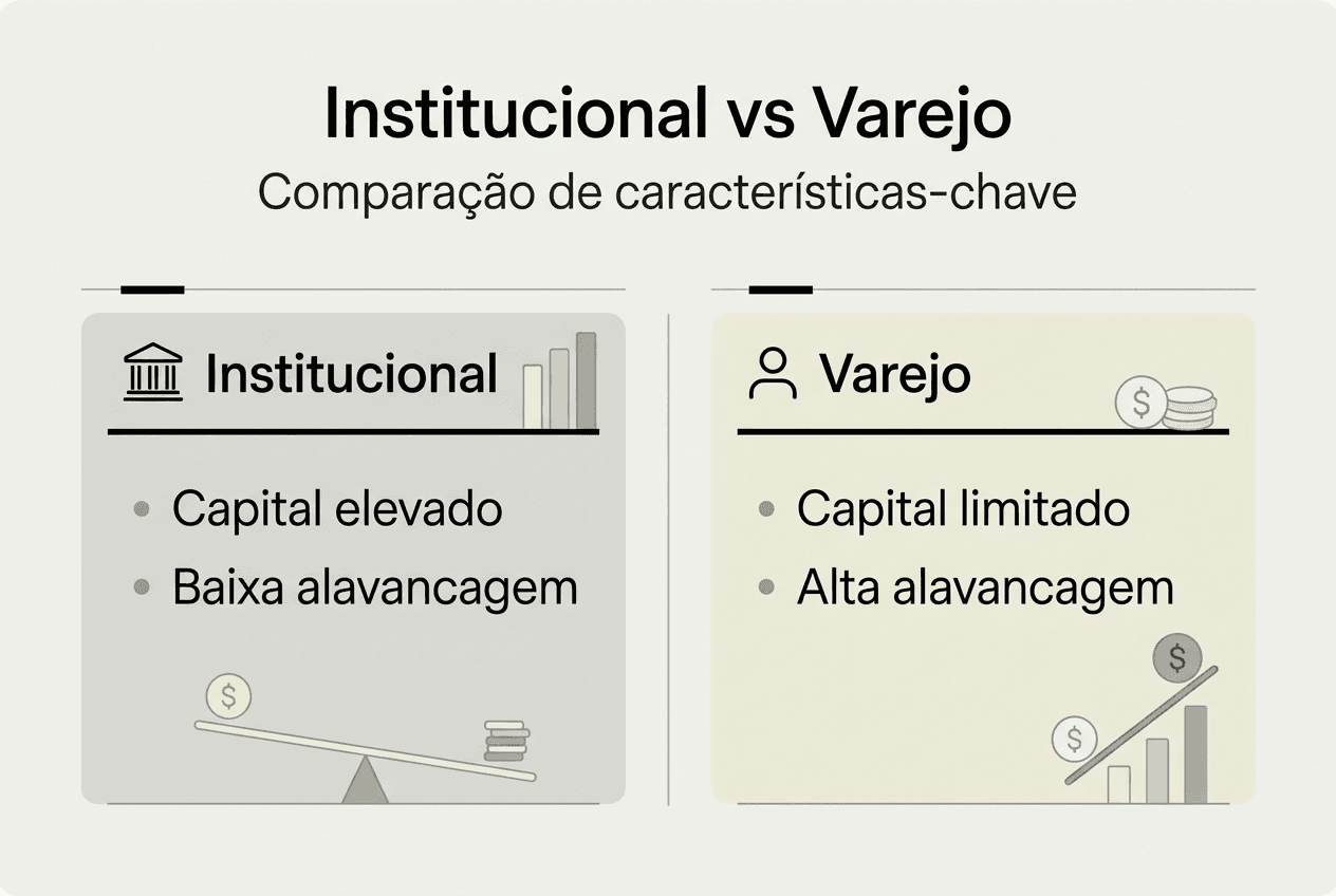 Infográfico mostrando as principais diferenças entre o mercado institucional e o varejo