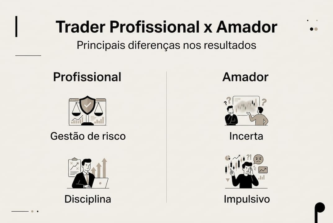 Infográfico: Diferenças entre traders profissionais e iniciantes