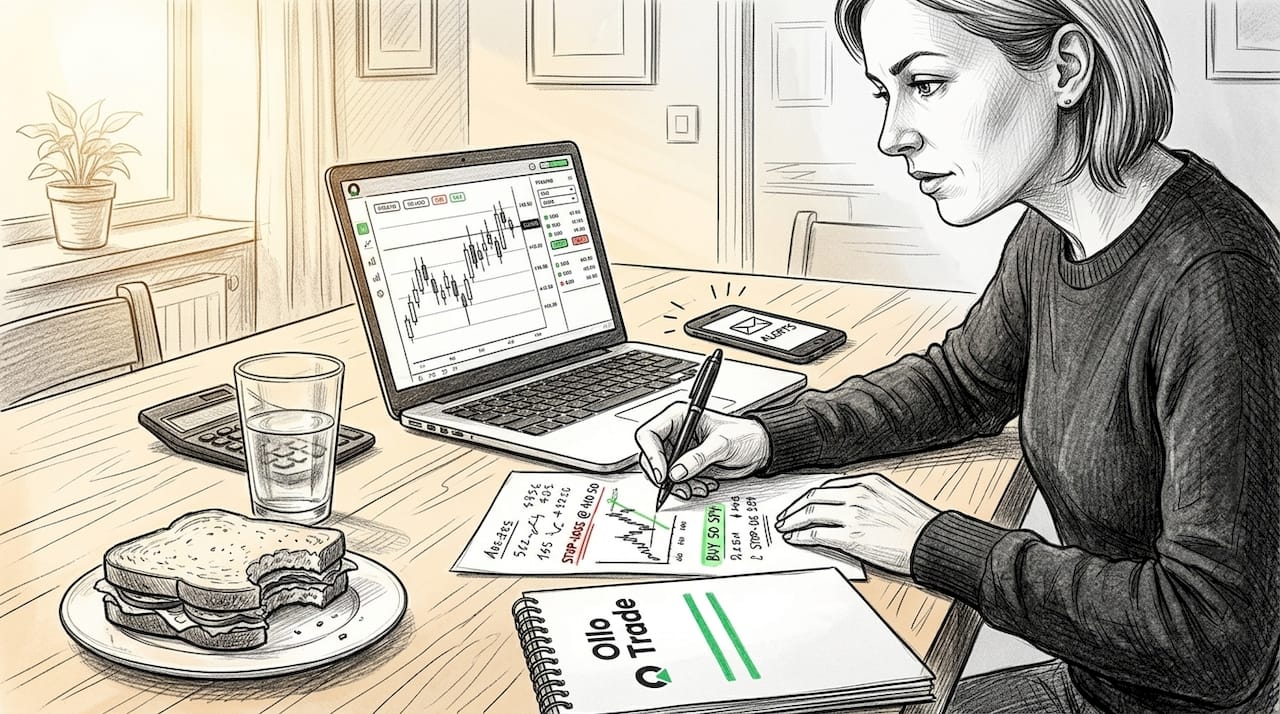 Woman using risk management while trading