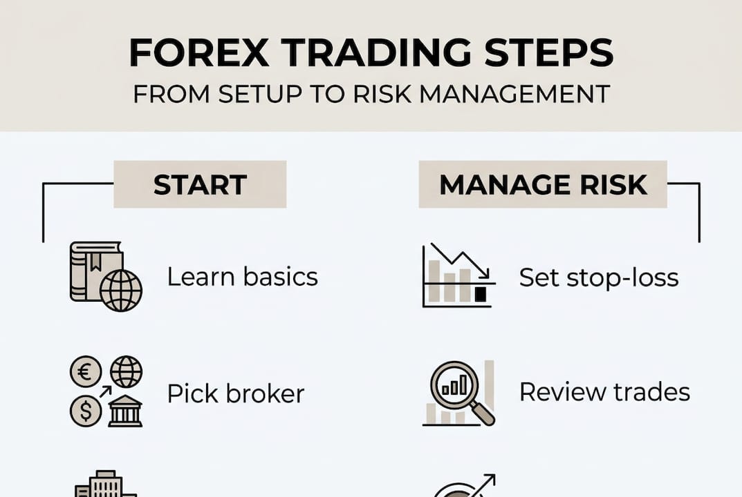 Infographic showing forex trading steps