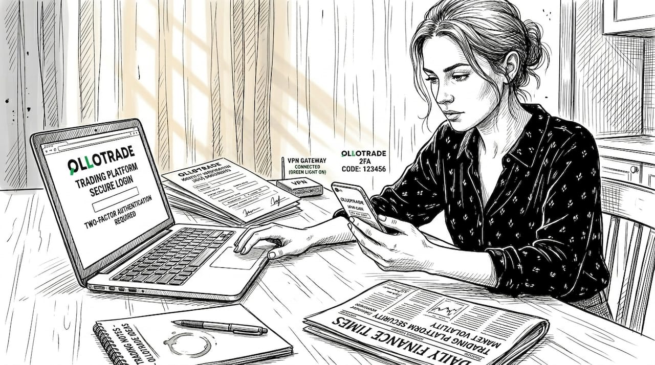 Trader using layered security at kitchen table