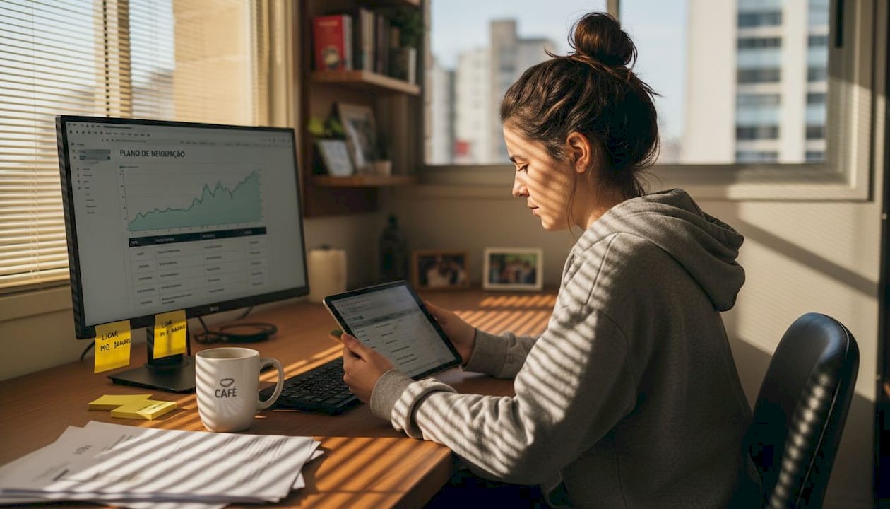 Trader analisando e comparando as opções de contas em corretoras de forex