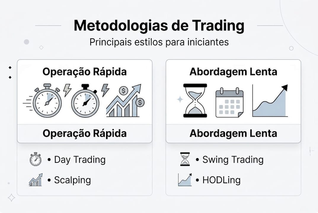 Guia visual sobre os principais estilos de trading em criptomoedas
